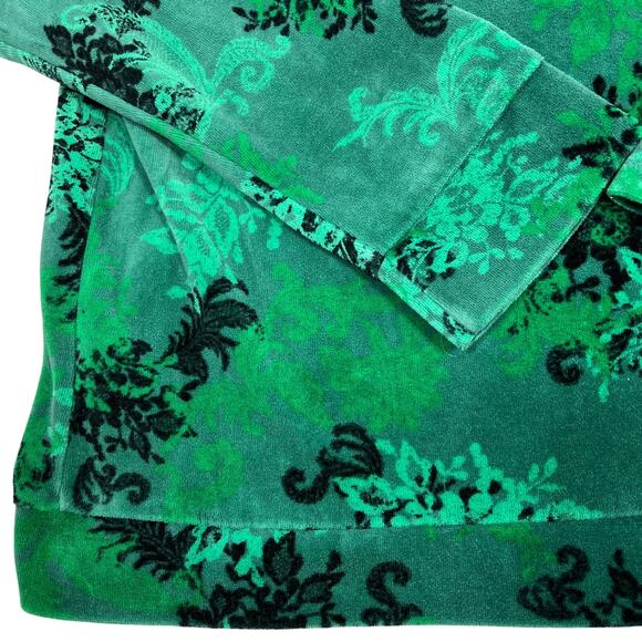 Y2K Velour Track Jacket Women's Medium Green Black Punk Skater Grunge Whimsigoth - Picture 5 of 10